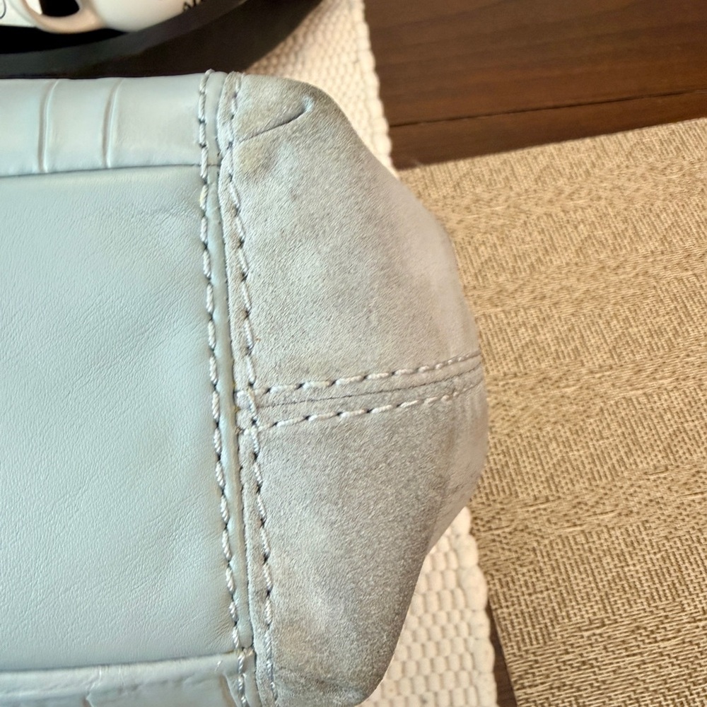Coach Sky Blue Croc-Embossed Shoulder Bag and Wallet - Picture 8 of 15